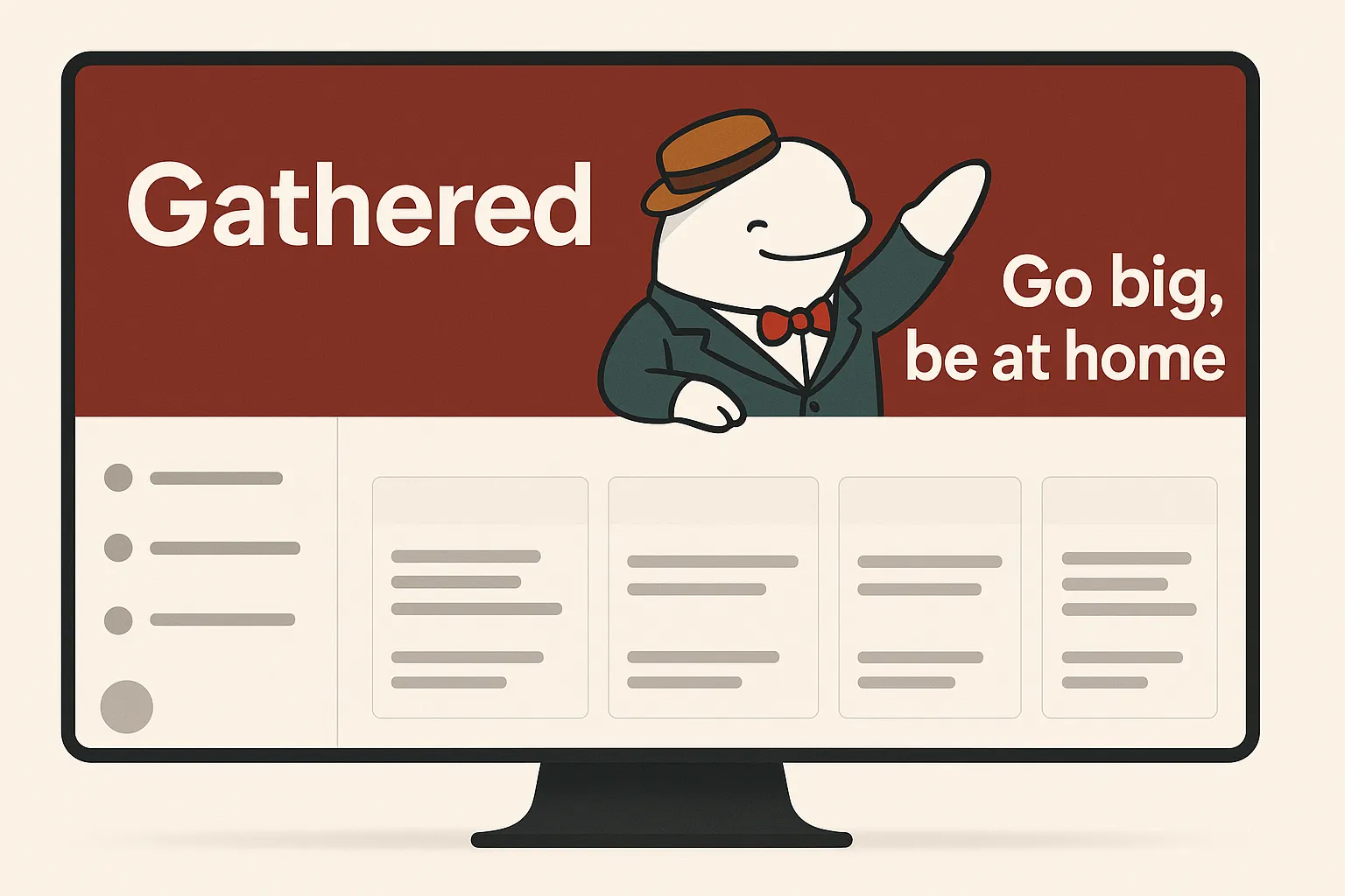 Gathered platform desktop mockup